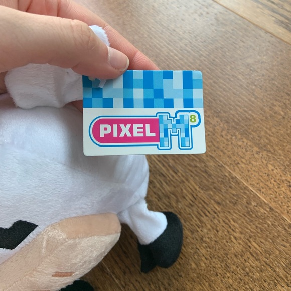 Nanco Pixel M8 Plush white cow Stuffed Animal Toy NWT Square 6" Soft - Picture 7 of 8